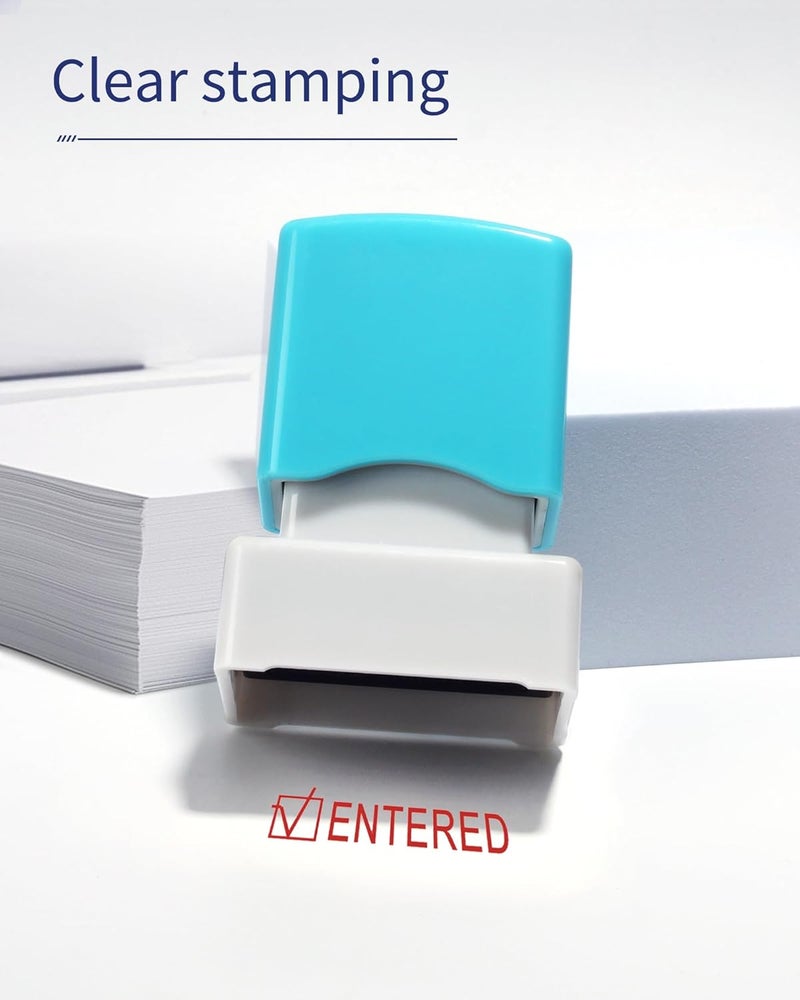 WAFJAMF Entered Stamp–Message Stamp Pre-Inked Office Stamp Refillable Red Ink Preinstalled-Medium - Image 3